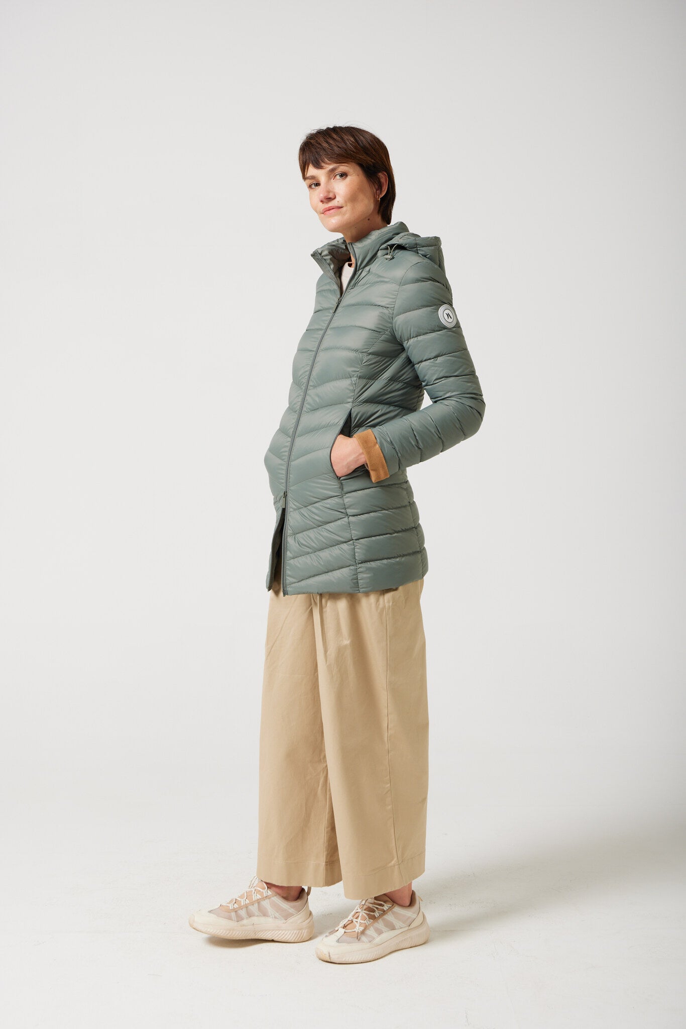 Women’s sage green insulated hooded parka, warm winter parka perfect for layering in Australia’s cooler weather — Sage Classic Parka™