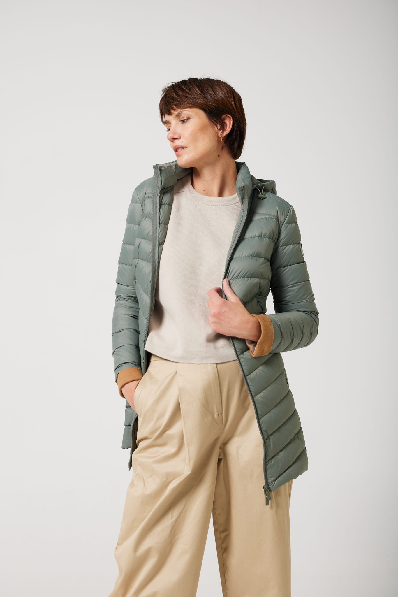Women’s sage green insulated hooded parka, warm winter parka perfect for layering in Australia’s cooler weather — Sage Classic Parka™