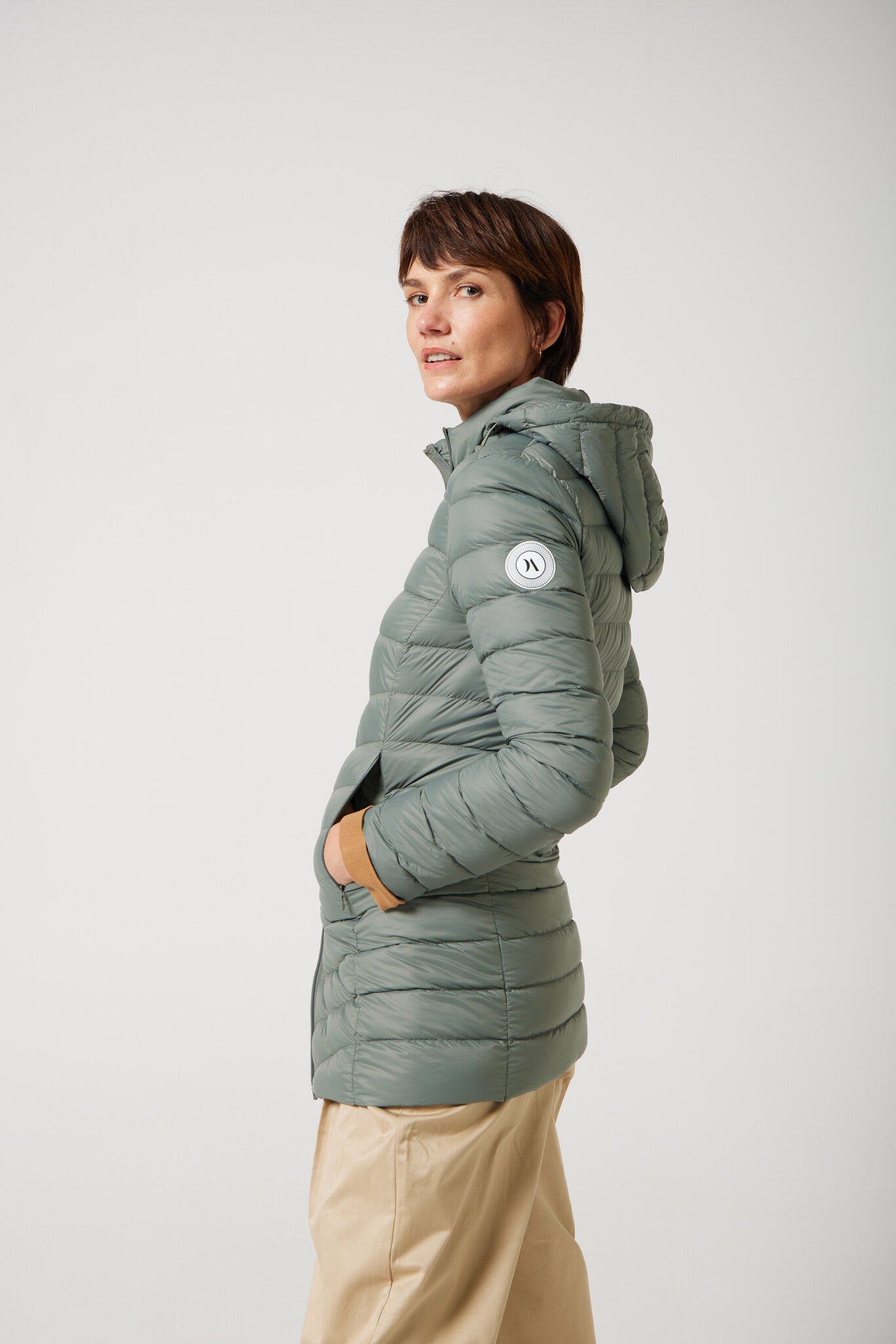 Women’s sage green insulated hooded parka, warm winter parka perfect for layering in Australia’s cooler weather — Sage Classic Parka™
