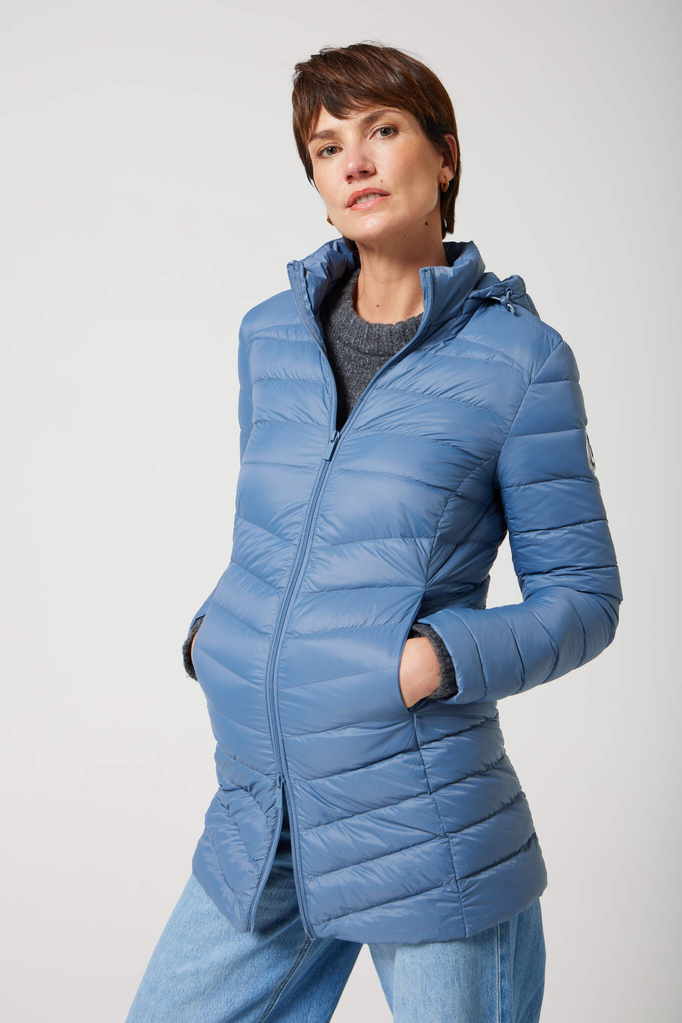 Women’s sky blue insulated hooded parka, warm winter jacket perfect for layering in Australia’s cooler weather — Vista Classic Parka™