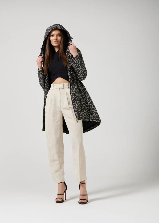 The Cape Leopard animal print hooded raincoat, modern lightweight waterproof raincoat perfect for Australia’s weather and rain