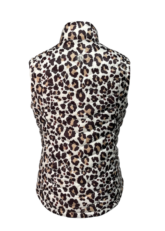 leopard print duck down sleeveless puffer vest