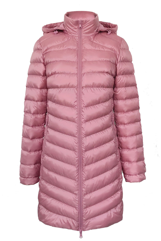 Front of a Pink Duck Down Puffer Coat