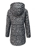 Greyscale leopard print duck down puffer coat