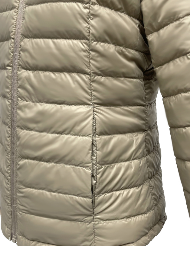 close up of the pocket of a Stone duck down puffer jacket 