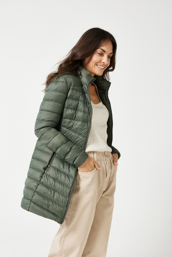 Sage green puffer coat sales