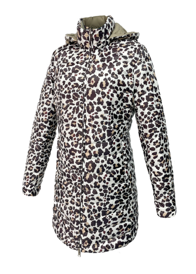 Leopard print duck down puffer coat