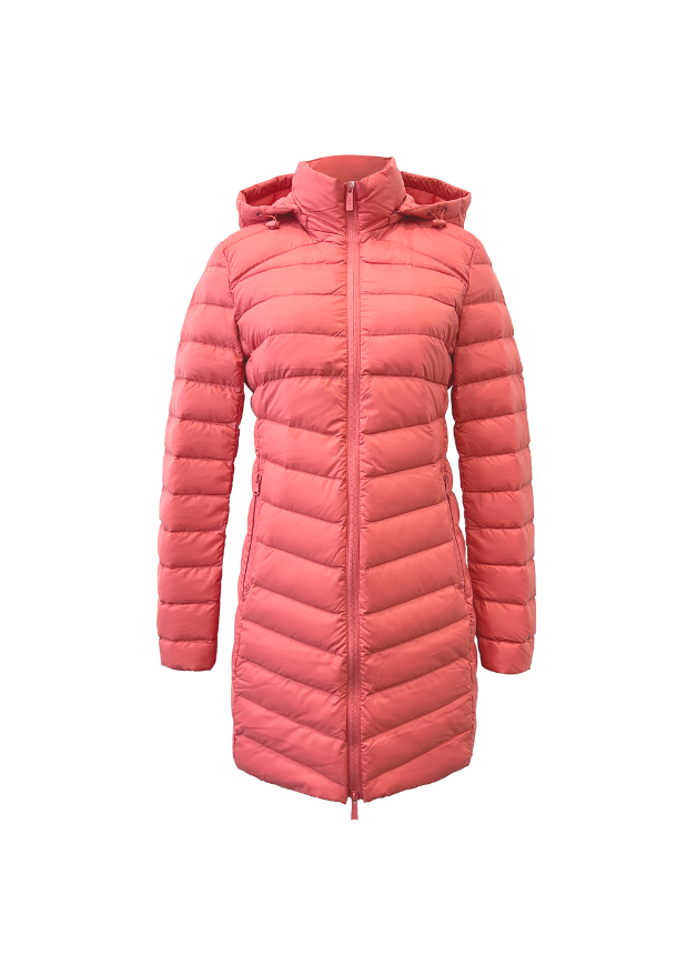 Coral Duck Down Puffer Coat